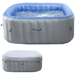 Whirlpool HWC-N97, Ersatz-Pool 5 Personen, In-/Outdoor aufblasbar PVC laminiert, eckig 180cm, grau-blau
