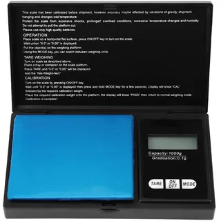 Kleine Tragbare Hohe Präzision 0,1G / 0,01G Tasche Schmuckwaage Digitale Küchenwaage Lebensmittel Auto Off Tara Funktion mit LED-Hintergrundbeleuchtung Display Schwarz (1000g / 0,1g)