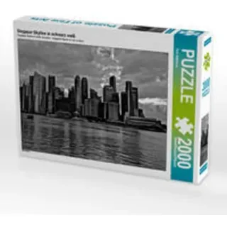 CALVENDO Puzzle Singapur Skyline in schwarz weiß 2000 Teile Lege-Größe 90 × 67 cm Foto-Puzzle für glückliche Stunden