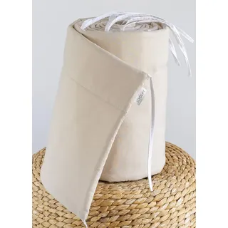 100% BEIGE Baumwolle 420 x 30 cm BETTUMRANDUNG Babybett Austattung Babyausstattung Nestchen Bettschlange. Handgenähnt von LOOLAY® PREMIUM - Beige