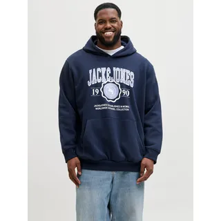 Jack & Jones PlusSize JJMAKO SWEAT HOOD PLS Kapuzensweatshirt Herren Blau 4XL