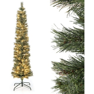 COSTWAY Künstlicher Weihnachtsbaum, 180cm Bleistift Tannenbaum mit 105 LEDs grün