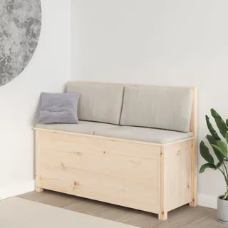 Festnight Sitzbank mit Stauraum Sitztruhe mit Rückenlehne Truhenbank Holzbank Truhe Flurbank Bank aus Holz Wohnzimmer Flur Schlafzimmer Braun