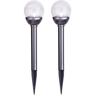 Star Trading Solarleuchte Edelstahl, Glas, Kunststoff 39,0 cm 2er Set silber