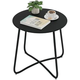 EUGAD Beistelltisch (1-St), rund, Balkontisch Gartentisch, aus Metall, φ48xH45cm schwarz