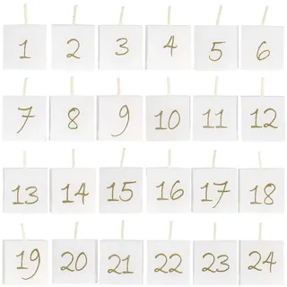 Kalenderkerzen Würfel mit Zahlen 1-24 H/B/T 3,5cm Brenndauer 5 Std. Kerzen Advent Deko Geschenk Adventskerzen, Farbe:Creme