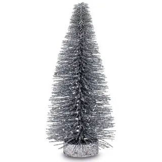Deko-Baum Glitzer 20 cm - silberner Tannenbaum - kleiner Metall Weihnachtsbaum