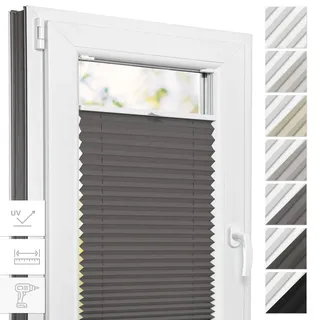 Estika Thermo Plissee mit Bohren nach Maß - 6 Farben, Breite 30-129 cm, Höhe 50-149 cm - Plissee Blickdicht, Fensterplissee für innen, Verdunklungsplissee, Thermo-Rollos für Fenster