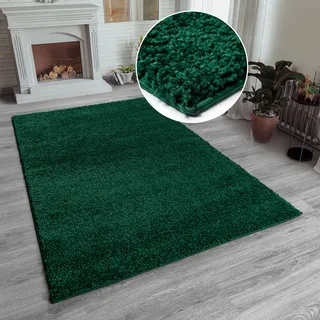 Hochflor-Teppich HOME AFFAIRE "Shaggy 30" Teppiche Gr. B/L: 200 cm x 290 cm, 30 mm, 1 St., grün (dunkelgrün) Esszimmerteppiche Teppich, Uni Farben, besonders weich und kuschelig