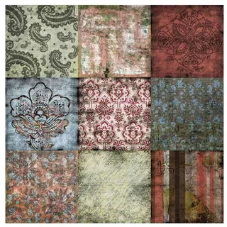 Bilderdepot24 Teppich Vinyl Wohnzimmer Schlafzimmer Flur Küche Shabby modern, quadratisch - bunt glatt, nass wischbar (Küche, Tierhaare) - Saugroboter & Bodenheizung geeignet bunt 200 cm x 200 cm
