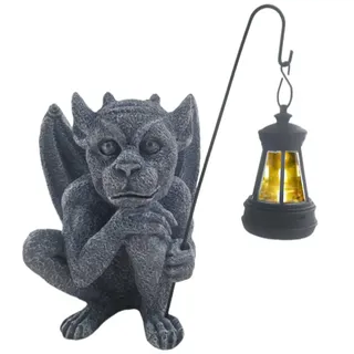 Gargoyle Statue, 21cm Gotische Gartenstatue, Halloween, sitzender Monster | Drache, Gartenwächter, gotische Skulptur für den Garten im Freien