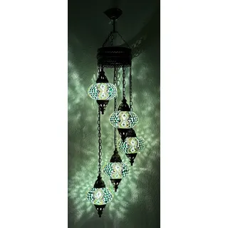 Samarkand - Lights Handgefertigte Orientalische Mosaiklampe Mosaik Glas Hänge Lampe Innenleuchte Pendelleuchte Deckenleuchte Aussenleuchte Handarbeit Hängeleuchte Hängelampe Größe 3/5 Glas L/GRÜN