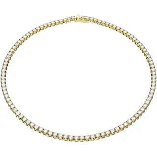 Swarovski Matrix Tennis Halskette Rundschliff Weiß / Gold