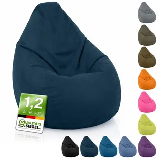 Green Bean Sitzsack Kinder Sitzsack Drop 60x60x90cm (mit Rückenlehne 60x60x90cm - Indoor Sitzkissen 220L EPS-Perlen Füllung, Kuschelig Waschbar), Bean Bag Bodenkissen Lounge Chair Sitzhocker Kindersitzsack blau