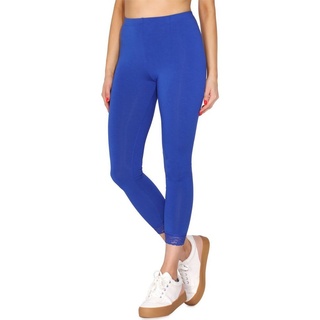Merry Style Leggings Damen 7/8 Hose mit Spitze MS10-342 (1-tlg) aus Viskose, elastischer Bund blau XL
