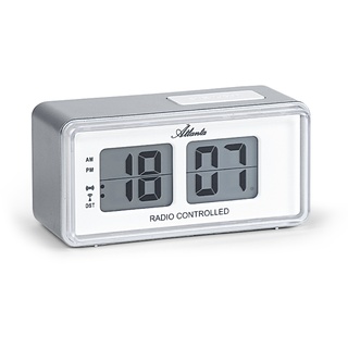 Atlanta Digitalwecker LCD Funkwecker Snooze Licht Retro Design Silber Lautlos Ohne Ticken - 1881-19