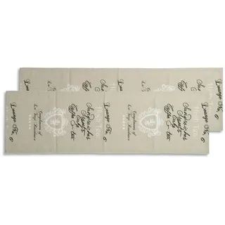 Tischläufer, Beige, Schwarz, Weiß, Textil, Tee, rechteckig, 40x140 cm, Oeko-Tex® Standard 100, Wohntextilien, Tischwäsche, Tischläufer