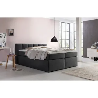 Möbelfreude Boxspringbett Boxspringbett Valina 100x200 cm Anthrazit H2, 100x200 cm Anthrazit H2 niedriges Kopfteil 90 cm Ideal für Dachsschräg grau