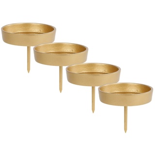 Spetebo Kerzentülle Alu Kerzenpick für Stumpenkerzen 4er Set gold (Set, 4 St., 4er-Set), Metall Kerzenhalter für Kugelkerzen goldfarben Ø 9 cm