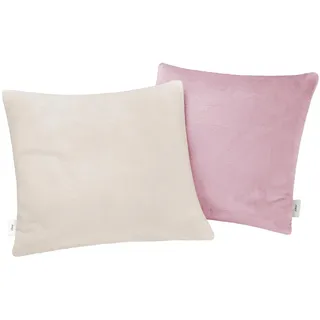 s.Oliver Doublesoft Kissenbezug 50x50 cm - super kuschelig & weich, Polyesterflausch 2 Stück rosa