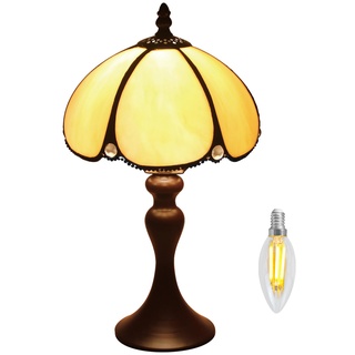 Kinbolas 8 "Tischlampe Tiffany-Stil Buntglas Lampenschirme Vintage Schreibtischlampe Kleine Nachttischlampe Schlafzimmer Wohnzimmer Büro Lesen Antik Art Deco(Color:I-9)