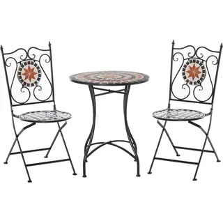 Outsunny Gartenset Balkonmöbel Set für 2 Personen mit Mosaiktisch und 2 faltbaren Stühlen aus Metall, mehrfarbig für Garten und Terrasse   Aosom.de