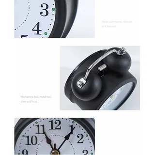 Moderner Minimalistischer Mechanischer Wecker Aus Metall, 7,6 Cm (3 Zoll) Für Das Studentenzimmer, Geräuschlose Digitaluhr, Schwarz.