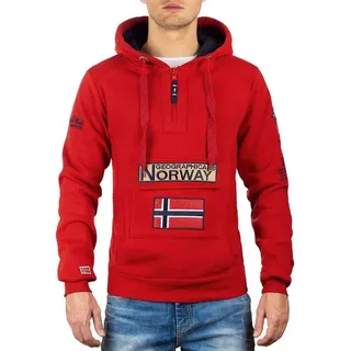 Geographical Norway Kapuzenpullover Herren Regular Fit Hoodie bagymclass men mit Norwegen Fahne als Emblem rot S