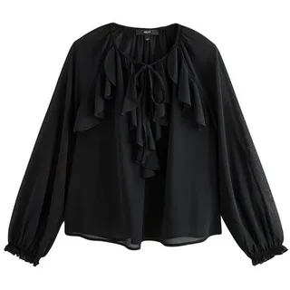 Next Langarmbluse Boho-Bluse aus Mesh mit langen Ärmeln (1-tlg) schwarz 40 (GB: 12)