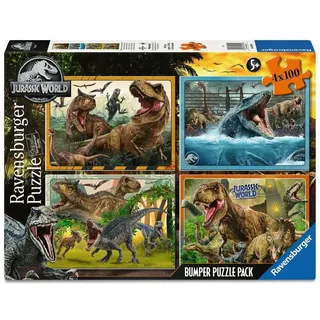Ravensburger Kinderpuzzle 4x100 Teile - Jurassic Park - Willkommen in der Jurassic World