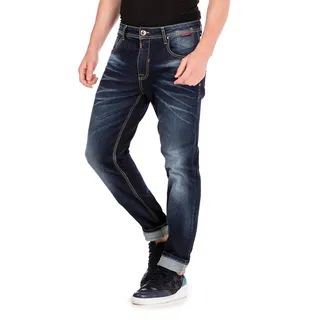 Slim-fit-Jeans CIPO & BAXX Gr. 30, Länge 34, blau (dunkelblau) Herren Jeans Slim Fit im Washed-Look in Straight