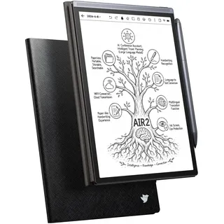 iFLYTEK AINOTE Air 2 Digitales Notizbuch, 8,2 Zoll E Ink, Schwarze Hülle | KI-Meeting-Assistent mit Protokollen, Transkription in 18 Sprachen, Übersetzung in 14 Sprachen, Stift und schwarzer Hülle