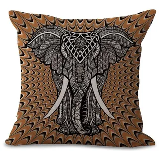 Kissen 60x60 Schwarzer Und Weißer Elefant Sofakissen Baumwoll und Leinen Dekokissen Quadrat Kissenbezüge mit Reißverschluss Outdoor Kissen- für Wohnzimmer Auto Schlafzimmer 1 Stück