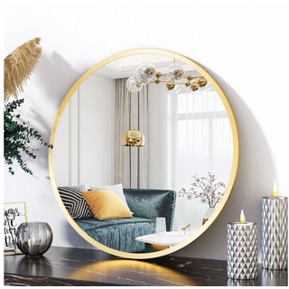 Boromal Spiegel Runder Wandspiegel Gold 50cm 60cm Flurspiegel mit Rahmen Badspiegel (Rundspiegel, Dekospiegel), für Badzimmer/Ankleidezimmer/Wohnzimmer,unbrechbarer Spiegel goldfarben 50 cm x 50 cm x 2 cm