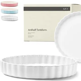 KIVY Tarte- & Quicheform Keramik 28cm rund - Antihaftbeschichtet - Weiß