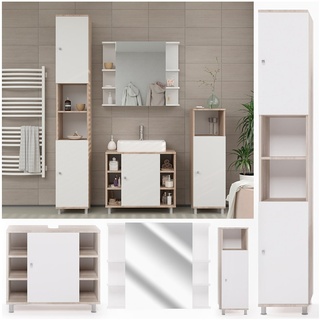Vicco Badmöbel Set Fynn Badezimmer Spiegel Kommode Unterschrank Sonoma