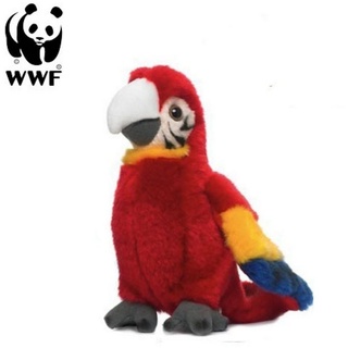 WWF Kuscheltier Plüschtier Hellroter Ara Papagei (mit Sound, 14cm) bunt