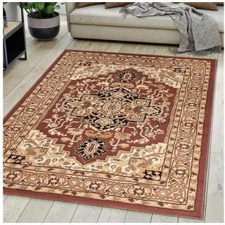Mazovia Orientteppich DY-EUFRAT-Q011A-BLACK, 120x170, Orientalisch, Blumenmuster, Klassisch, Kurzflor, Gemustert braun 120x170