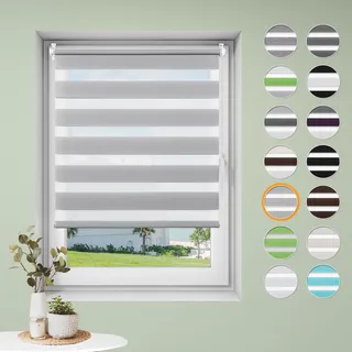 Doppelrollo klemmfix ohne Bohren B95 x H150cm-Stoffbreite 91cm Grau Rollos für Fenster Fensterrollo innen ohne Bohren Klemmrollo Rollo Springrollos Sonnenschutz & Sichtschutz