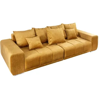 riess-ambiente.de Extravagantes XXL Sofa ELEGANCIA 285cm senfgelb Samt inkl. Kissen Bigsofa