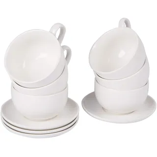 Alpina Set-Cappuccino-tassen & Untersetzer, Keramik, Weiss, 10 cm, 12-Einheiten