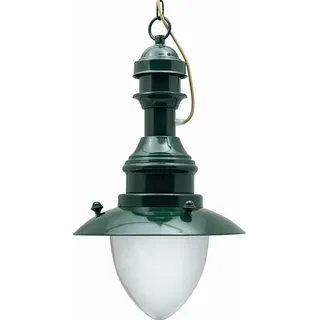 Außenleuchte Messing massiv Glas E27 IP43 D: 20 cm rund H: max. 90 cm Grün Maritim Pendelleuchte Outdoor - Grün