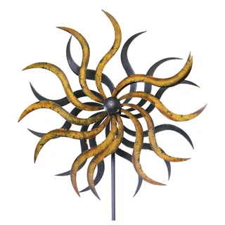 XL Windrad Windspiel Sonne Gartendeko Deko Metall gelb gold 185 cm 213729 F31