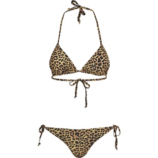 Urban Classics Bikini-Set - Ladies Leo Bikini - XS bis L - für Damen - Größe XS - braun/schwarz - XS