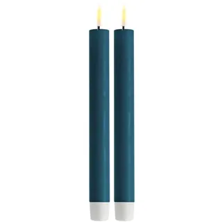 ReWu Deluxe Homeart Stabkerze 2 Stück 24 cm Petrol | Echtwachs