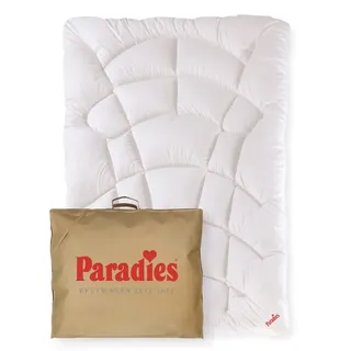 Paradies Kunstfaserbettdecke Runa, Füllung: 100% Polyester, Bezug: 100% Baumwolle, extra voluminöse & kuschelige Ganzjahresbettdecke, vegane Daunendecke weiß 135 cm x 200 cm
