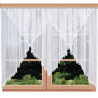 SeGaTeX home fashion Blumenfenster-Store Juliana | Kuvertgardine mit Echter Plauener Spitze und Kräuselband Fertigstore 145 x 300