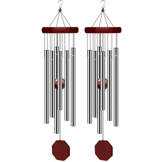 Pgzsy Gedenk-Windspiel, für den Außenbereich, groß, tiefer Ton, Windspiel, personalisierbar mit 6 gestimmten Röhren, Elegantes Klangspiel für Garten, Balkon und Zuhause, 2 Stück