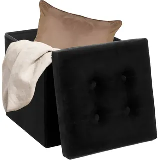 MISOU Pouf Faltbar mit Aufbewahrung Stauraum Aufbewahrungsbox Schwarz Samt - Schwarz