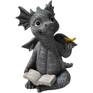 Pipicat Gartendrachen Figuren Deko Drache Gartenfigur Polyresin Dinosaurier Harz Ornamente Meditierte Statue Wetterfest Garten Drachen Figuren FüR Outdoor-Hof Dekoration Garten Harzstatue